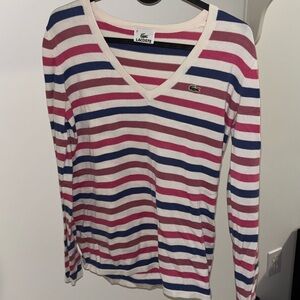 Lacoste Long sleeve stripes v neck shirt